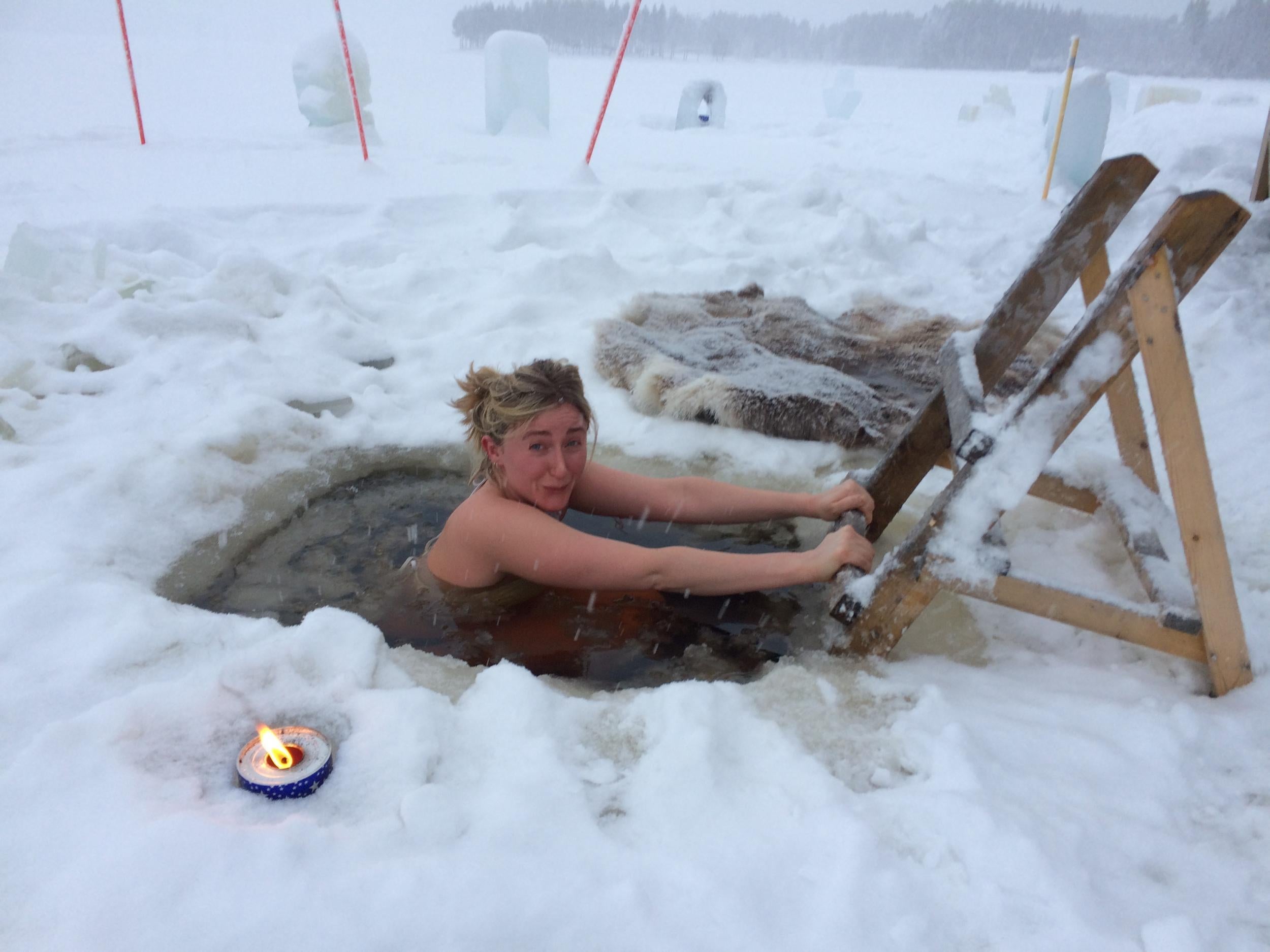 Our writer takes the ice plunge, which is purportedly good for you