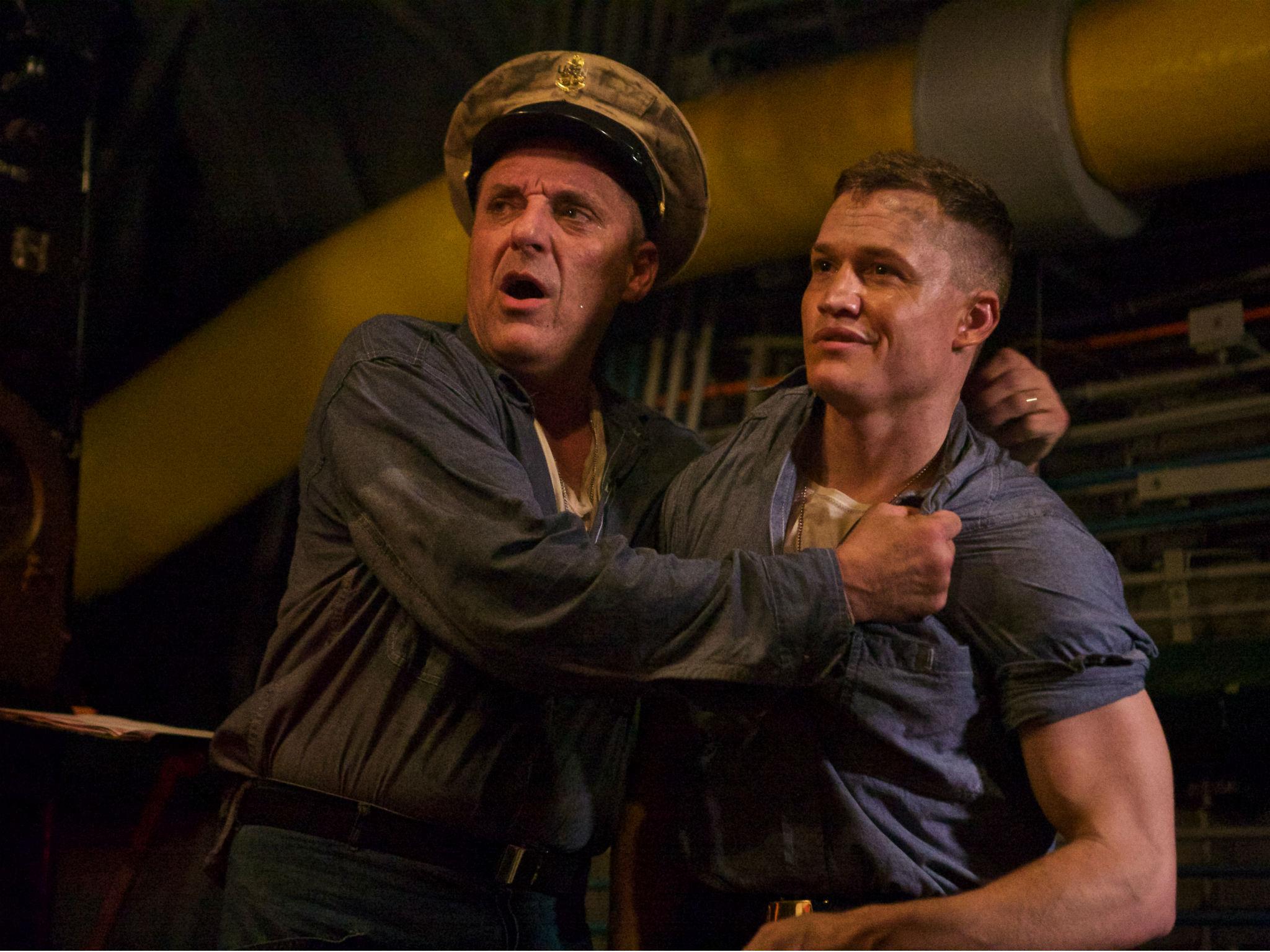 Tom Sizeman (left) and Matthew Pearson in ‘USS Indianapolis’ (2016). Sizeman was on the point of stardom after roles in ‘Heat‘ and ‘Saving Private Ryan’ in the late Nineties before drugs and lurid debauchery brought him down again