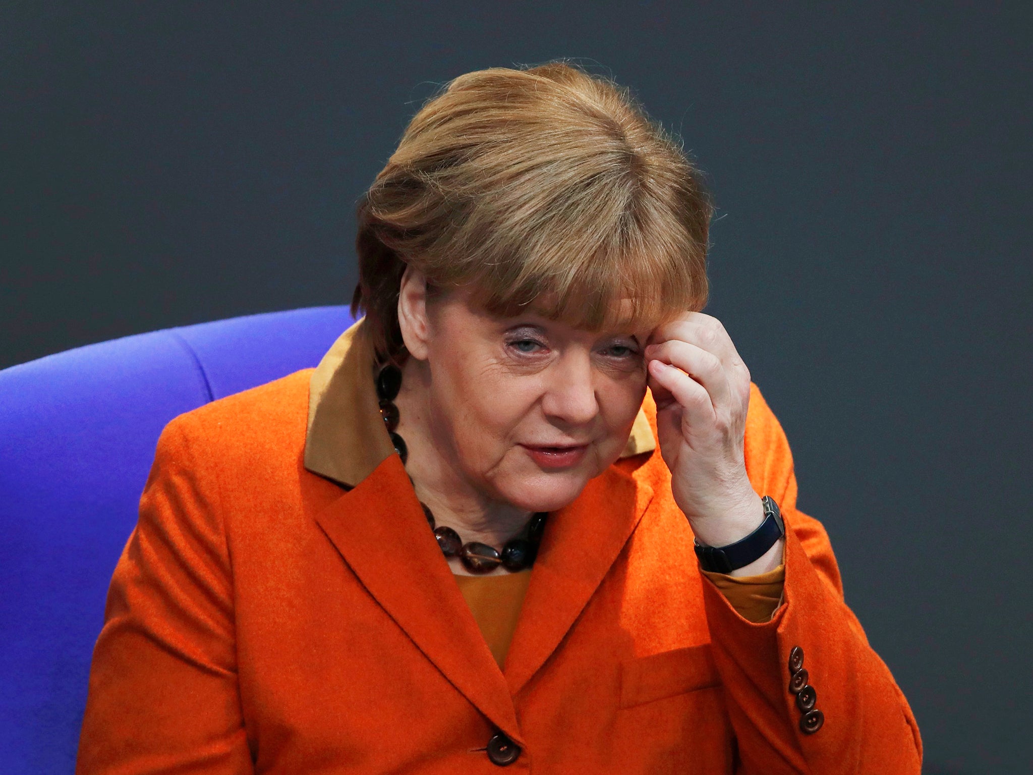 German Chancellor Angela Merkel attends a session of the lower house of parliament Bundestag in Berlin, Germany