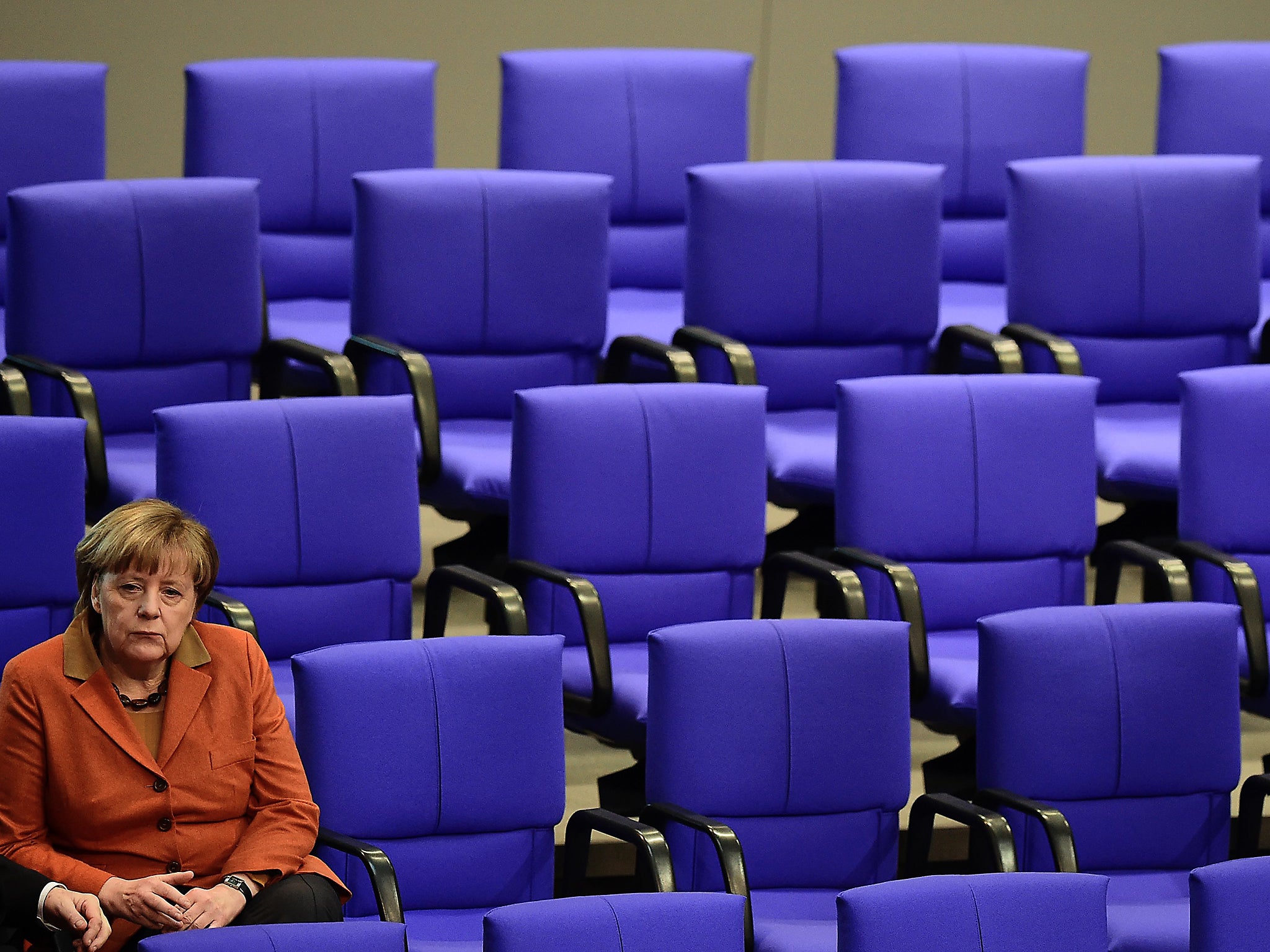 German Chancellor Angela Merkel attends a session of the German Bundestag (lower house of parliament) in Berlin
