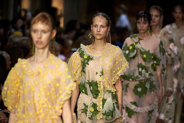 Simone Rocha used buttercup yellow as the cornerstone of her collection