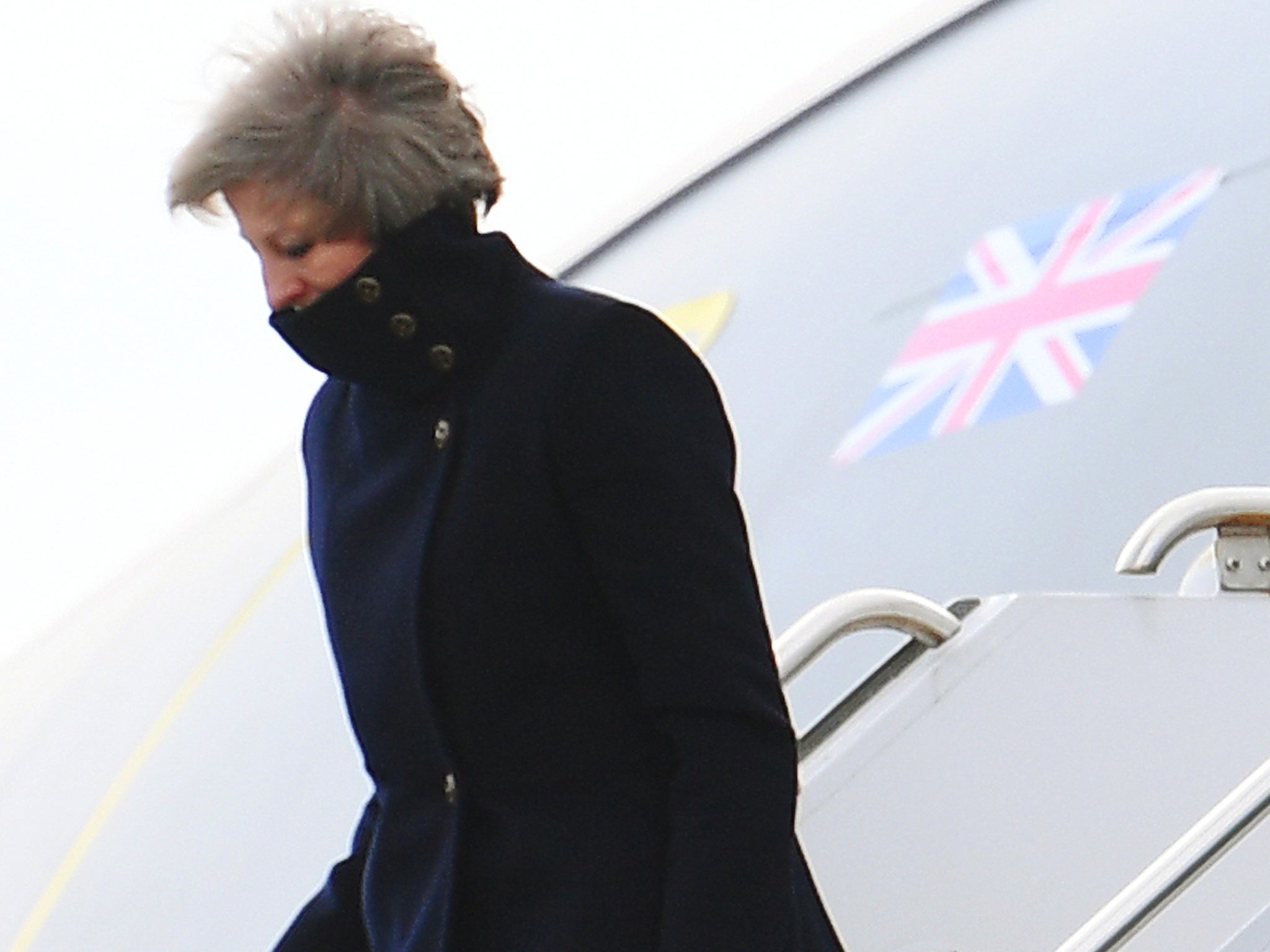 Prime Minister Theresa May arriving in Philadelphia ahead of her meeting with Donald Trump