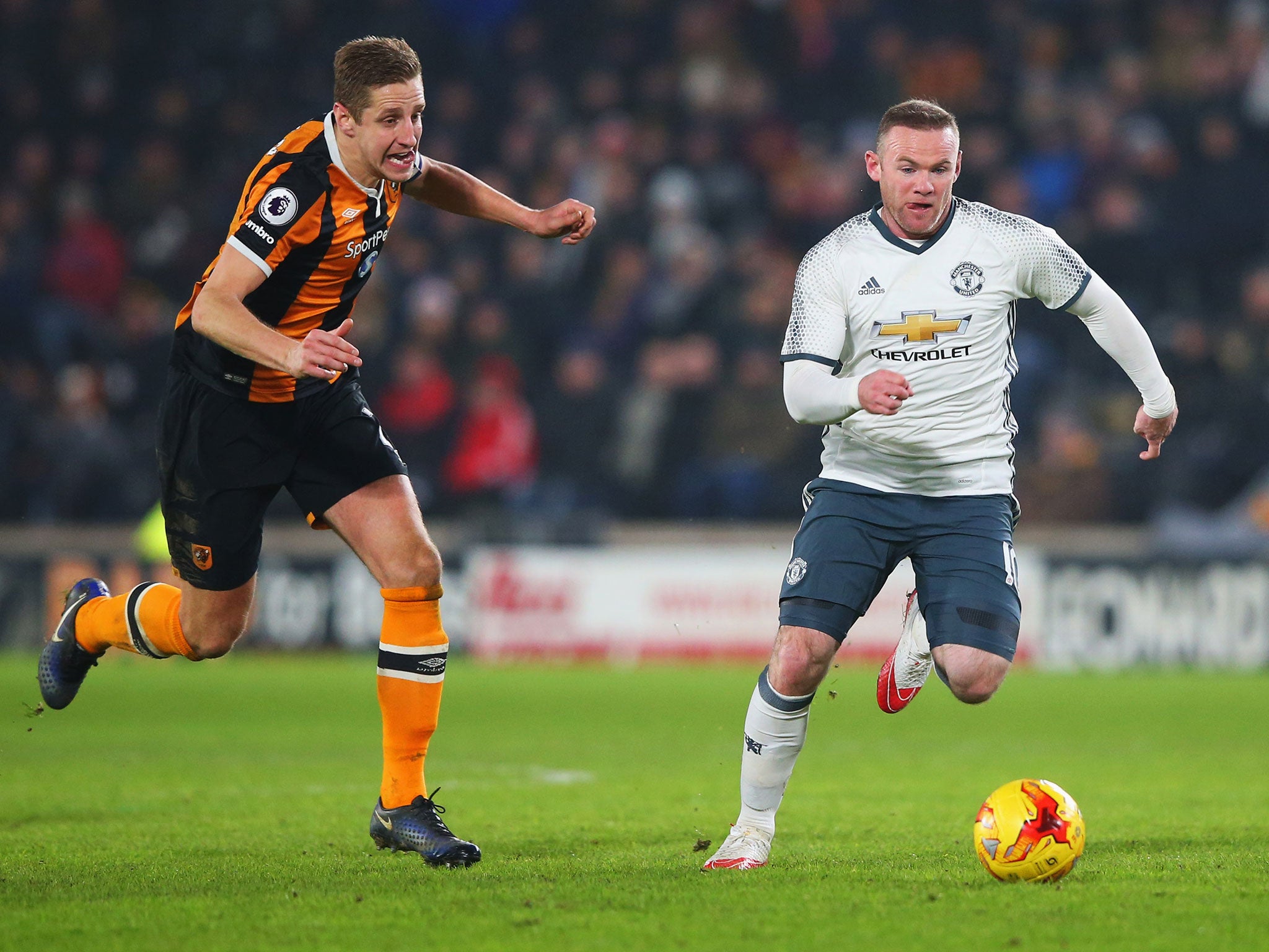 Wayne Rooney in action for United against Hull