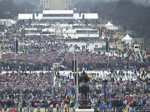 A view of the crowd at the US Capitol ahead of the inauguration of President Trump on January 20 2017