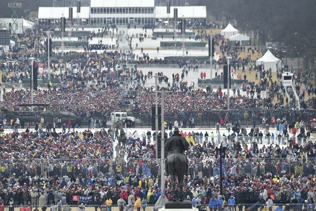 A view of the crowd at the US Capitol ahead of the inauguration of President Trump on January 20 2017