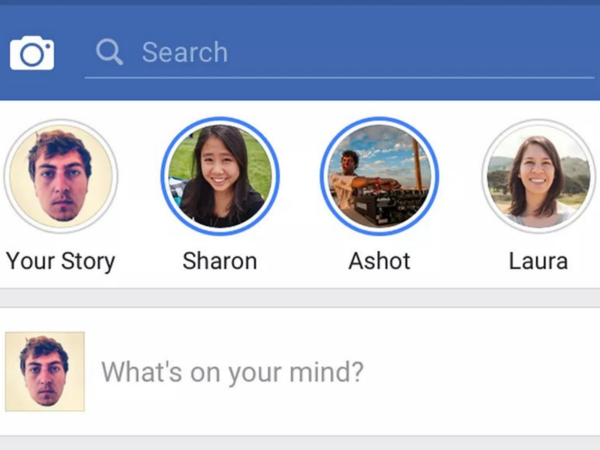 The stories appear above the news feed, so users can't miss them