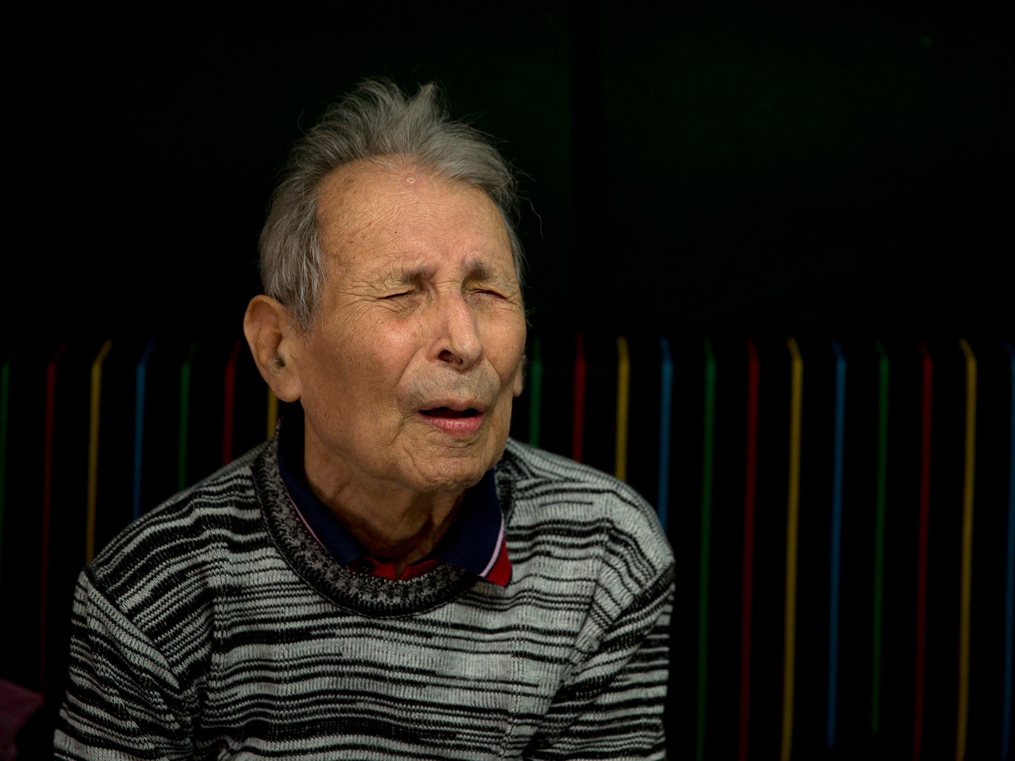 Israeli Holocaust survivor Ernest Weiner at home in the central Israeli city of Bat Yam