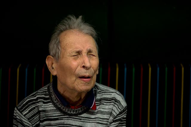 Israeli Holocaust survivor Ernest Weiner at home in the central Israeli city of Bat Yam