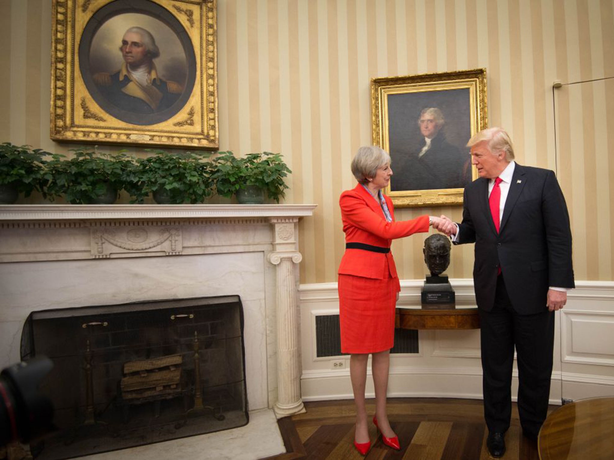 Ms May and the President in the Oval Office of the White House