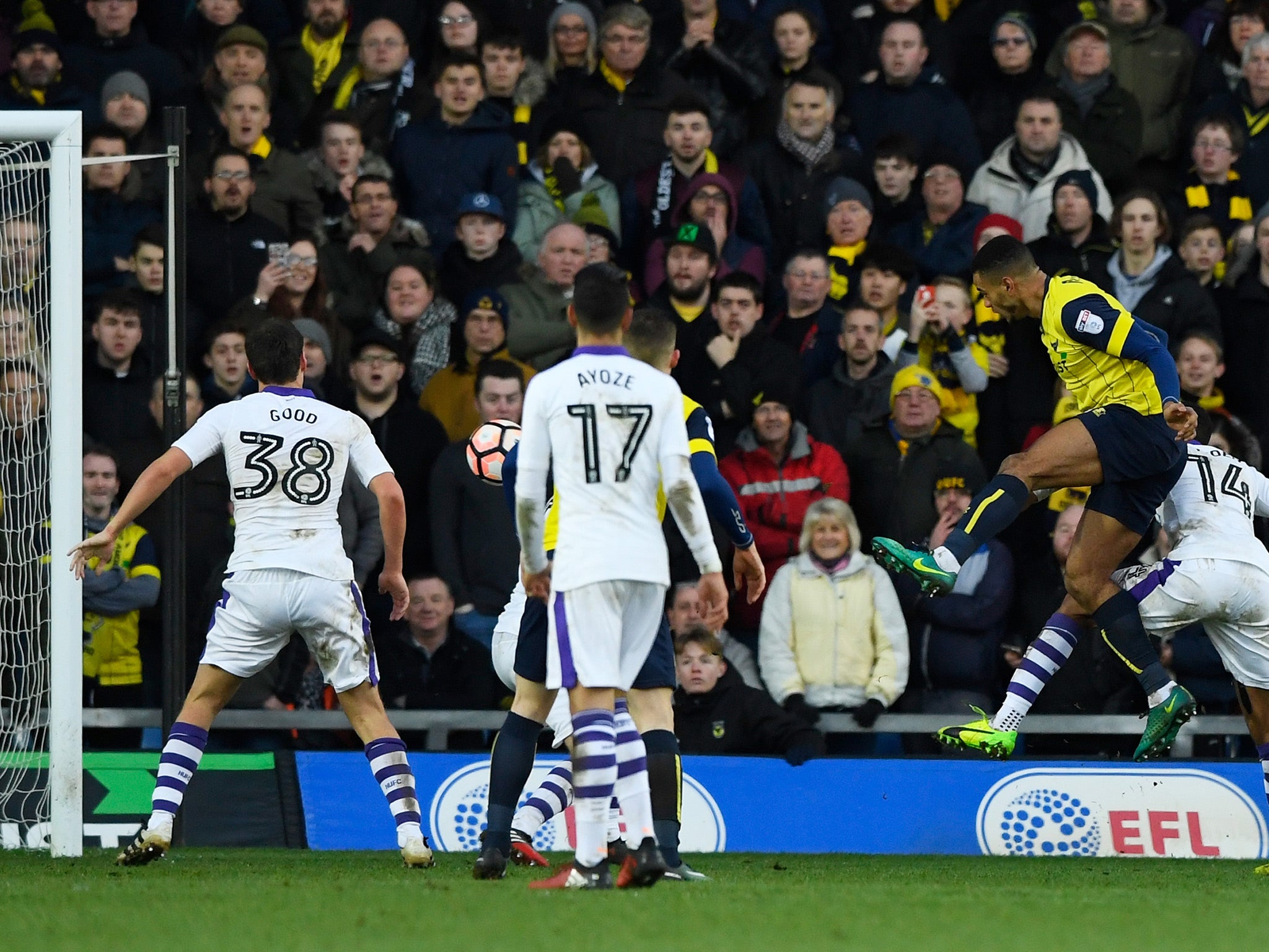 Curtis Nelson doubled Oxford's advantage with a powerful header