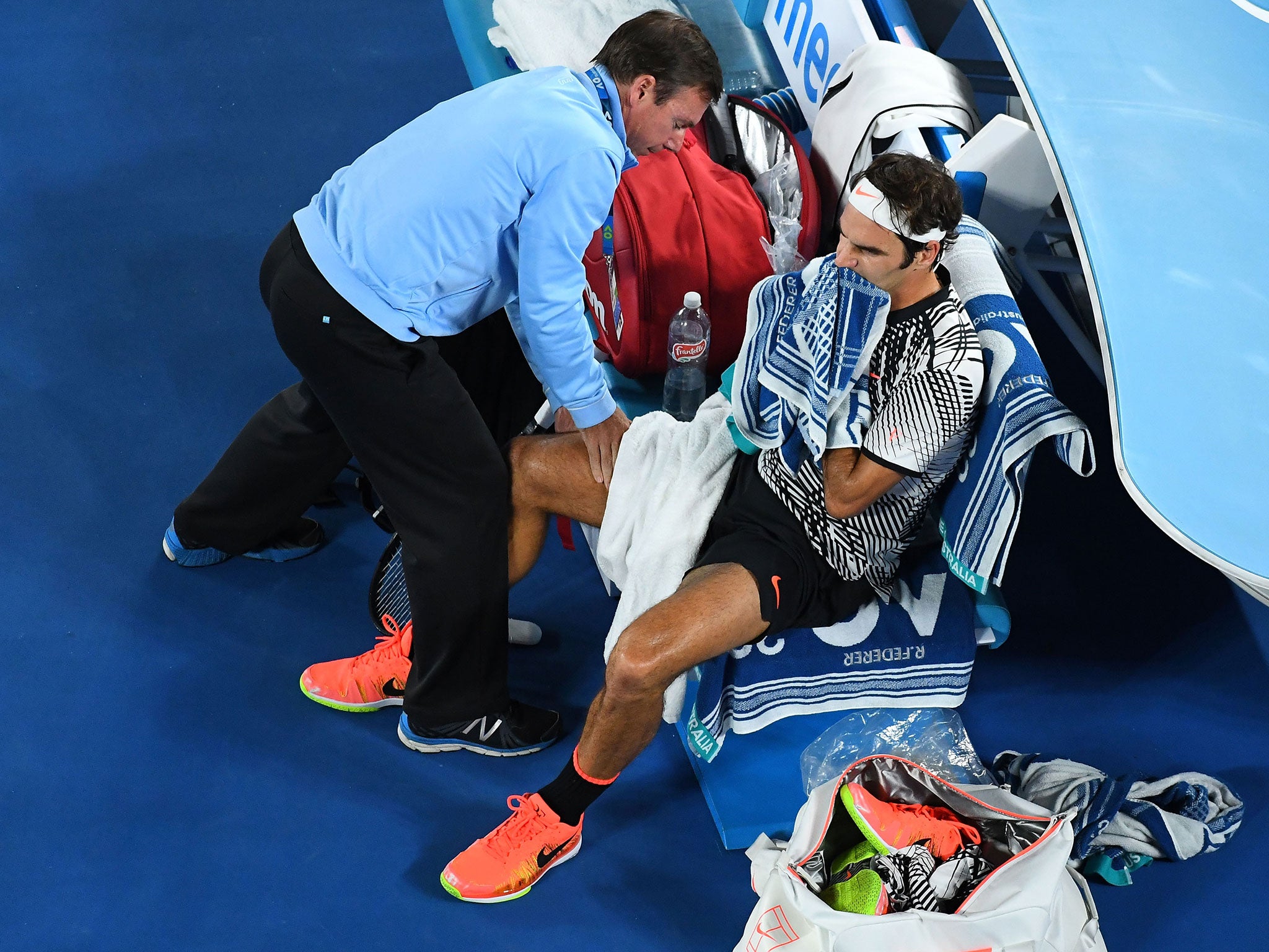 Federer had to receive treatment at one point