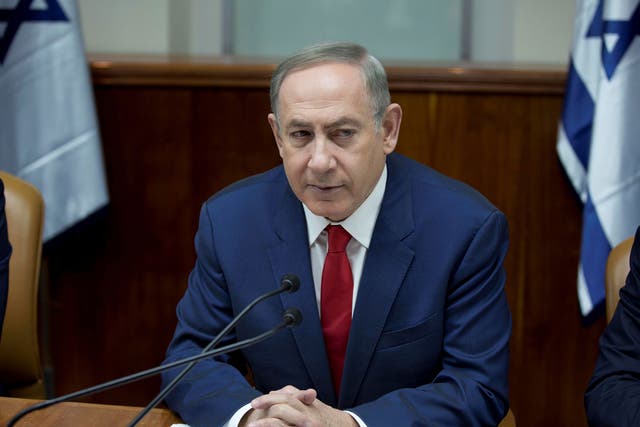 Israeli Prime Minister Benjamin Netanyahu attends the weekly cabinet meeting at his office in Jerusalem 29 January, 2017