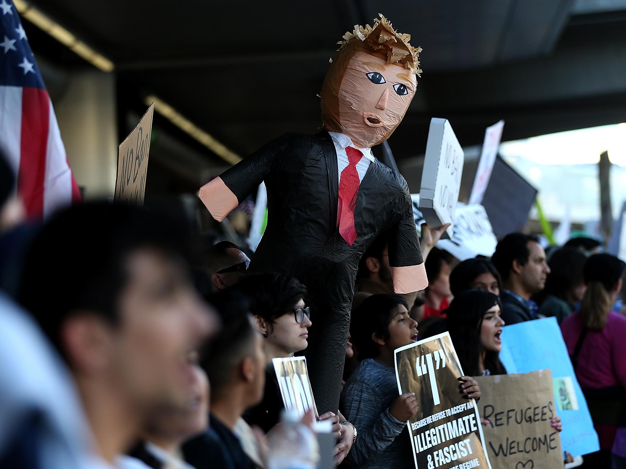 Protesters at LA International Airport vocally expressed their disapproval of Donald Trump following his executive order banning refugees from seven Muslim countries