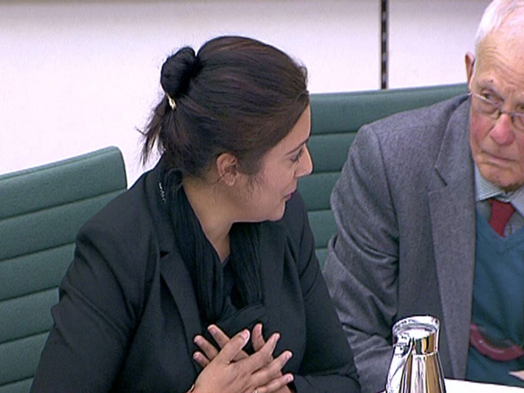 Conservative MP Nusrat Ghani attending a Home Affairs Select Committee hearing in Portcullis House, London