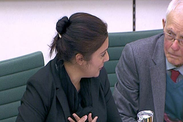 Conservative MP Nusrat Ghani attending a Home Affairs Select Committee hearing in Portcullis House, London