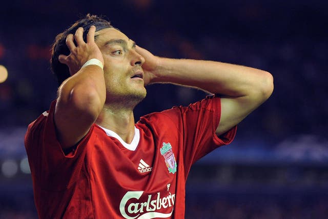 Albert Riera in action for Liverpool
