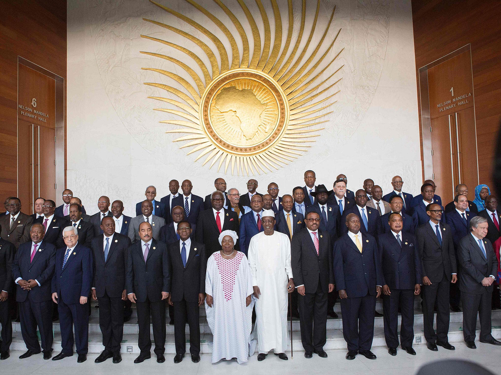 African Heads of State pose for a group photo ahead of the start of the 28th African Union summit in Addis Ababa on 30 January, 2017