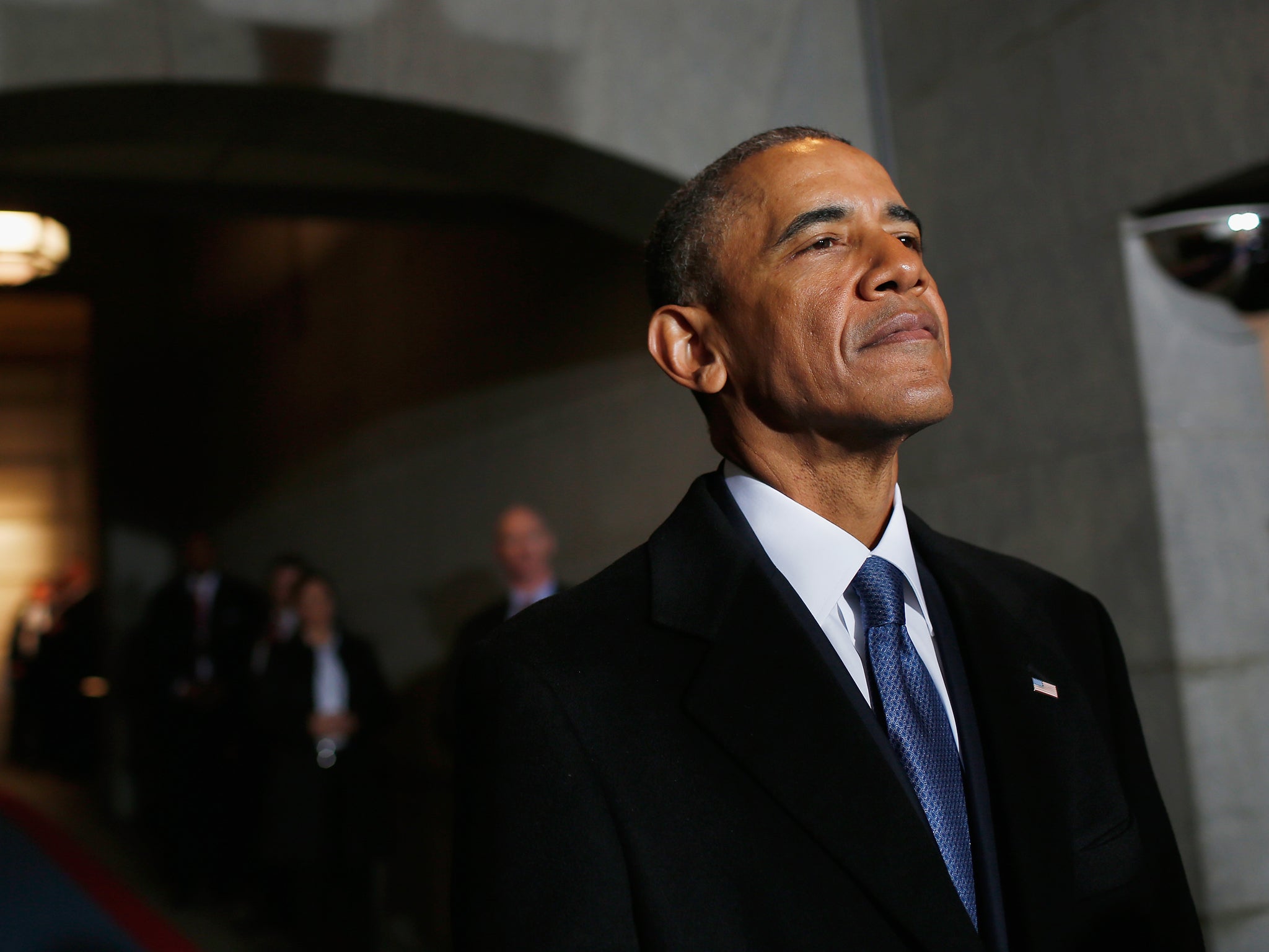 Barack Obama arriving at the US Capitol in the final minutes of his presidency on Inauguration Day