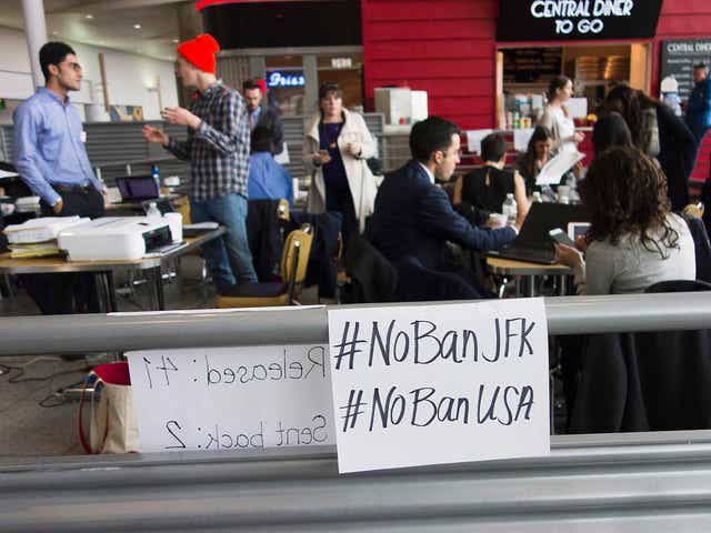 A group of about 30 attorneys have been working inside the arrivals terminal at JFK International Airport since Trump's immigration orders started affecting travellers