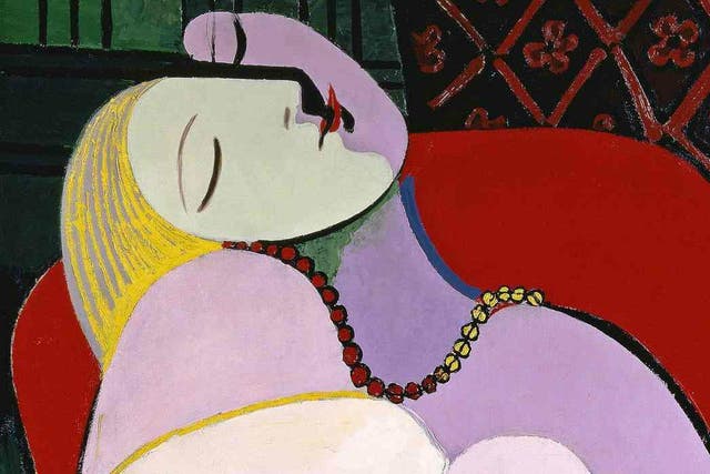 Part of Picasso’s erotic, desire-filled painting Le Rêve (The Dream) of his lover Marie-Thérèse Walter