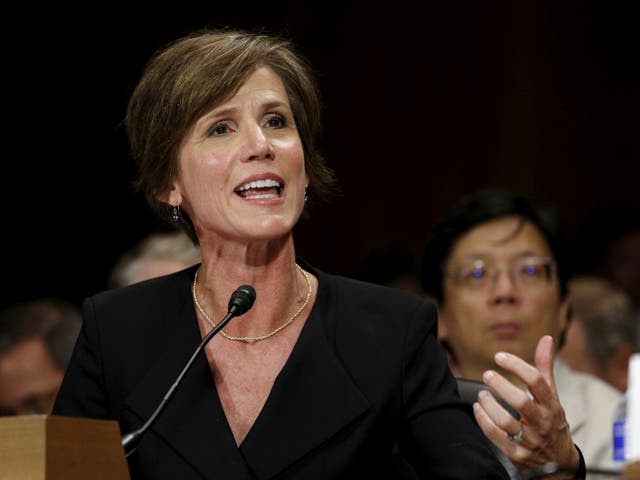 Former US Deputy Attorney General Sally Quillian Yates testifies during a Senate Judiciary Committee