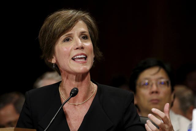 Former US Deputy Attorney General Sally Quillian Yates testifies during a Senate Judiciary Committee