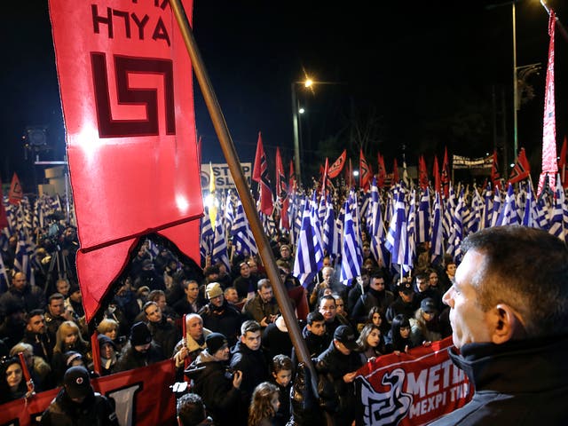 Golden Dawn supporters during this weekend's rally in Athens