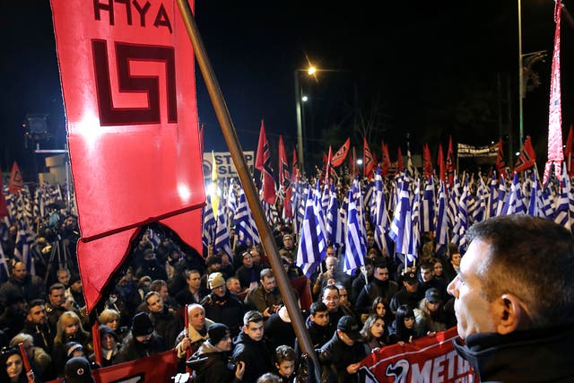 Golden Dawn supporters during this weekend's rally in Athens