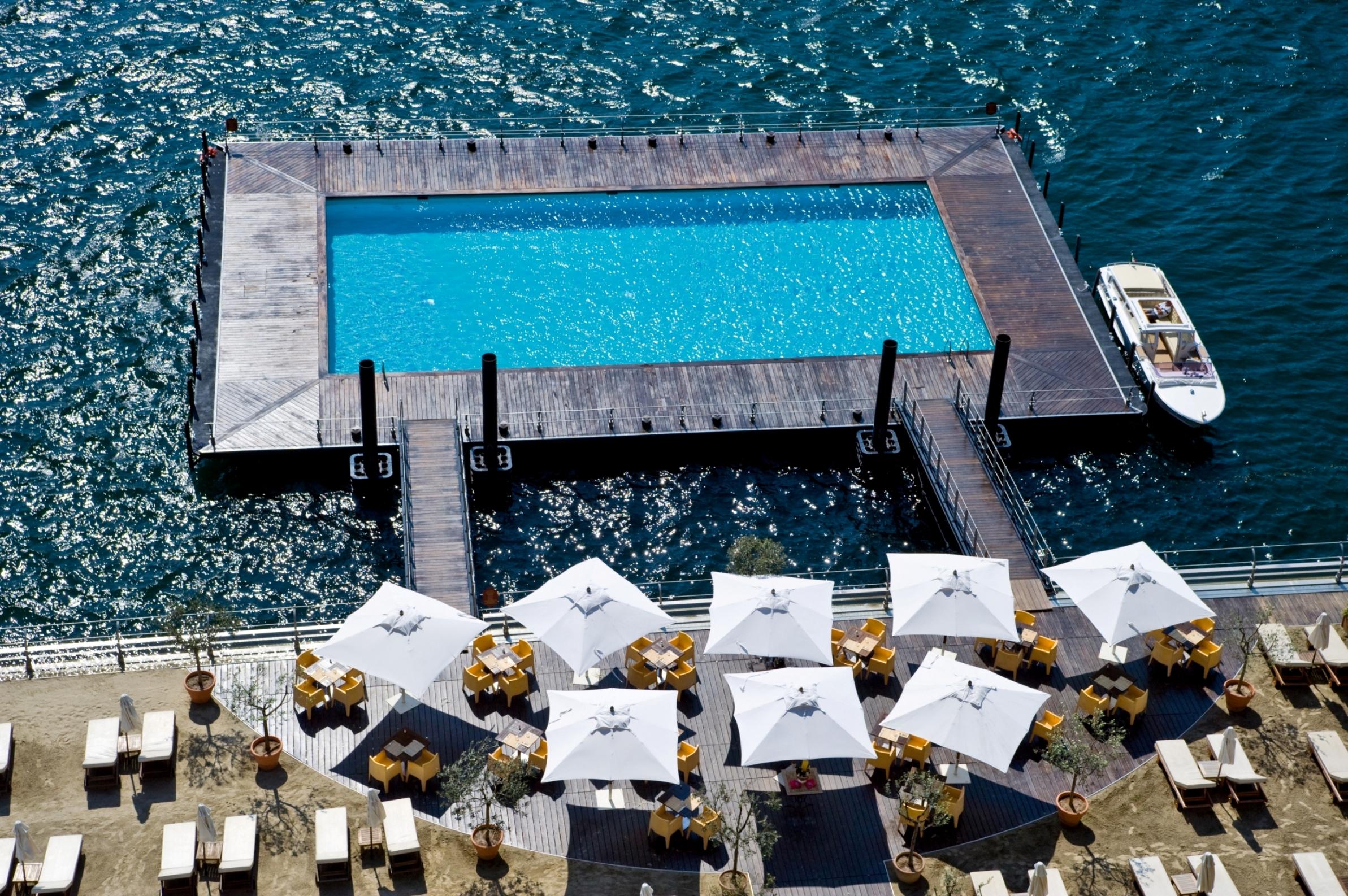 The hotel’s impressive ‘water on water’ pool