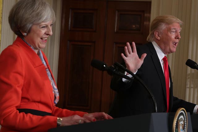 British Prime Minister Theresa May and US President Donald Trump during Ms May's visit to the United States in January 2017