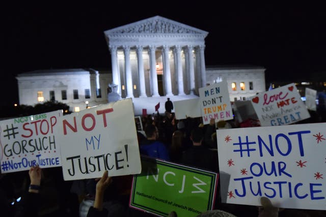 Protesters gathered outside the Supreme Court, 31 January