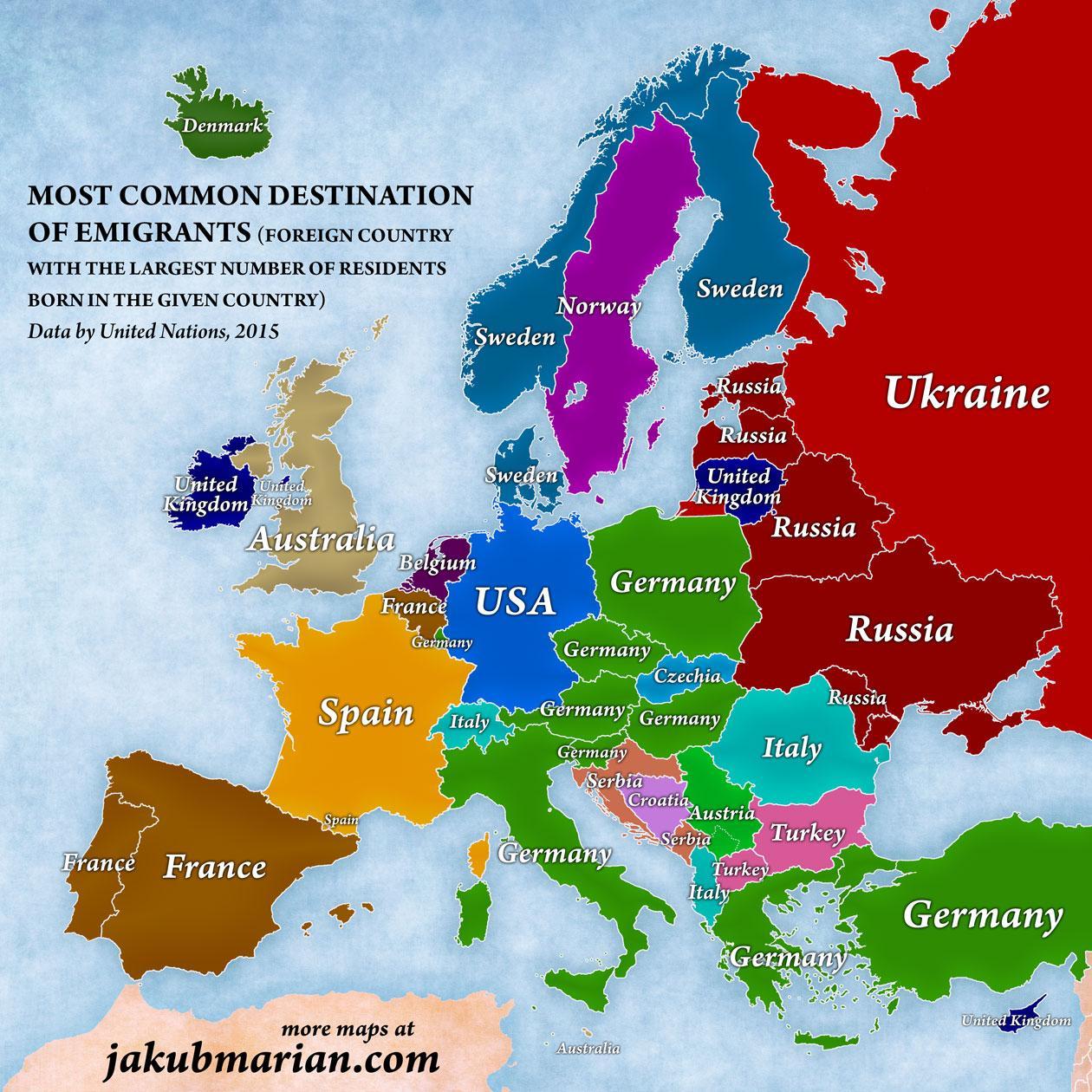 A Map Of Europe According To The Number Of People Living