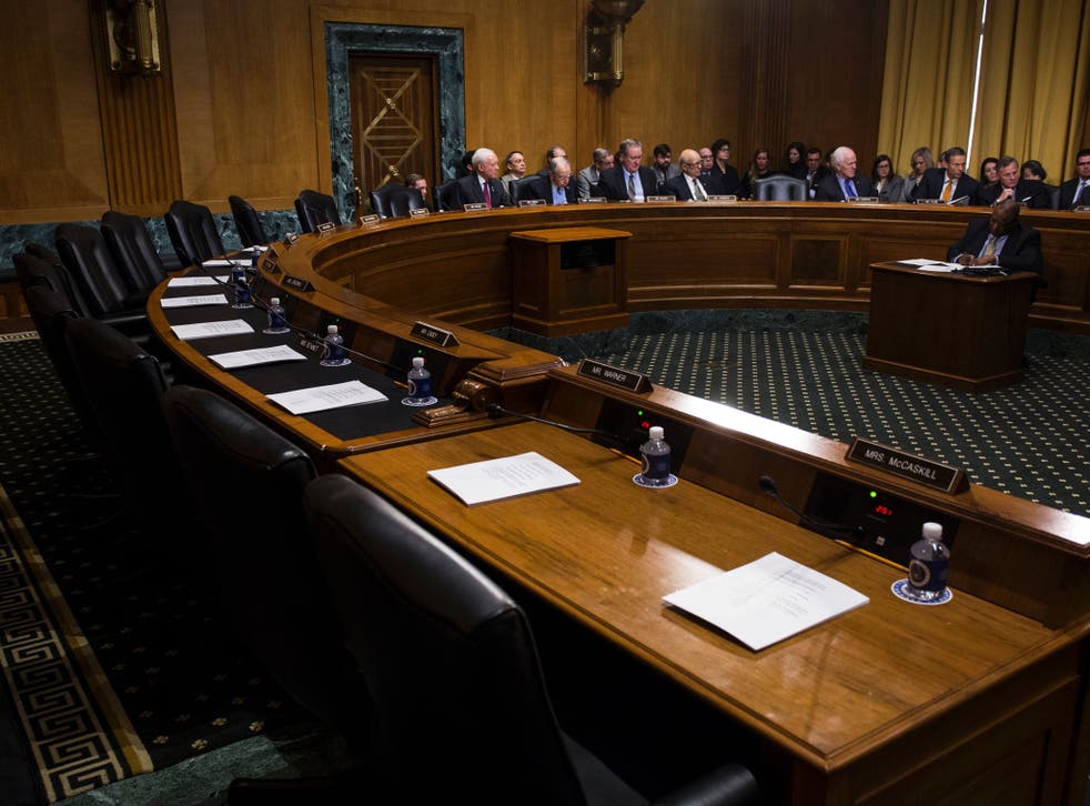 A half-empty hearing room as Senate Democrats boycotted the meeting two days in a row