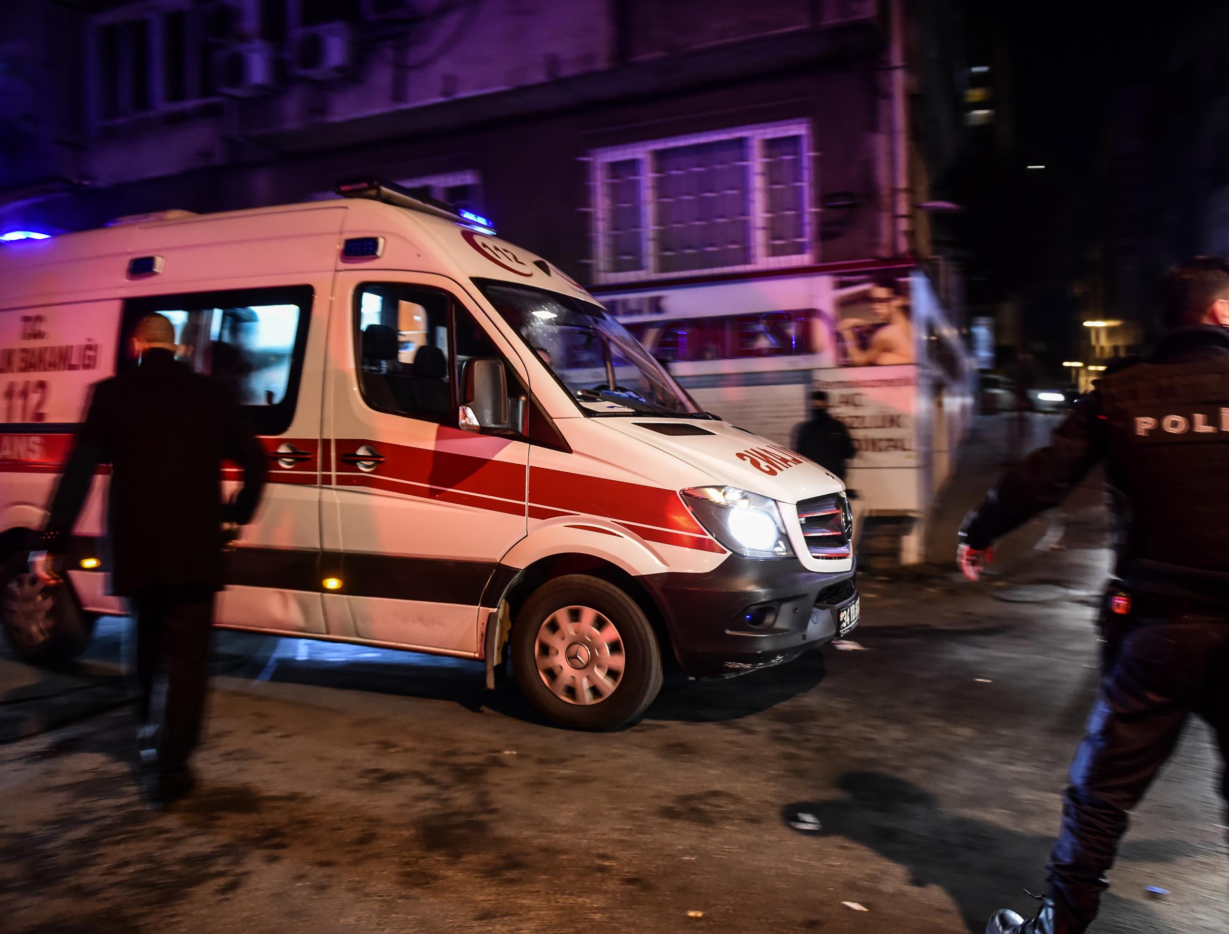 An ambulance arrives at a hospital in Istanbul