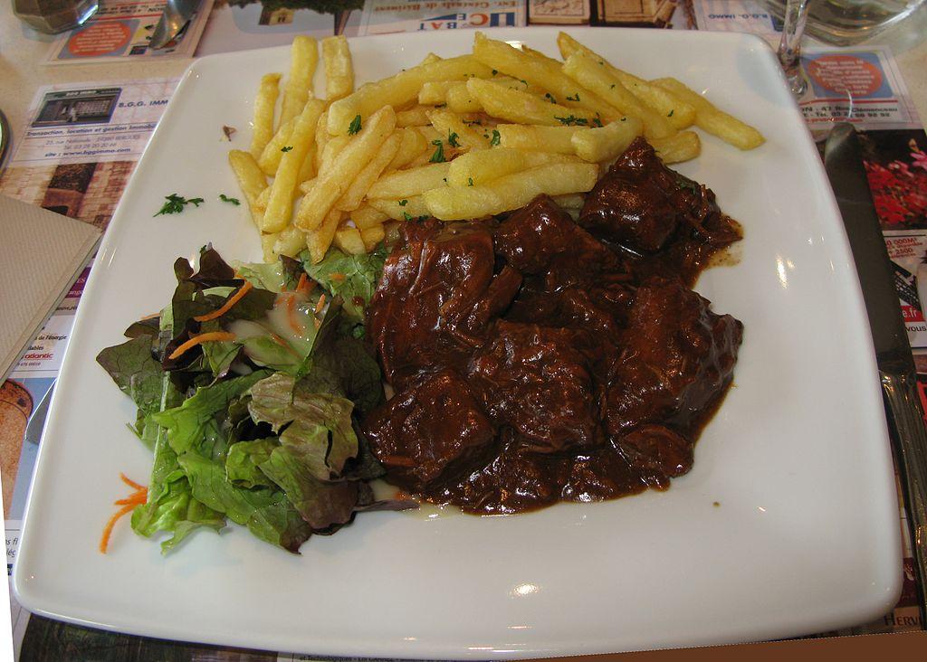 Classic dish Carbonades Flamandes comprises slow-cooked beef in beer