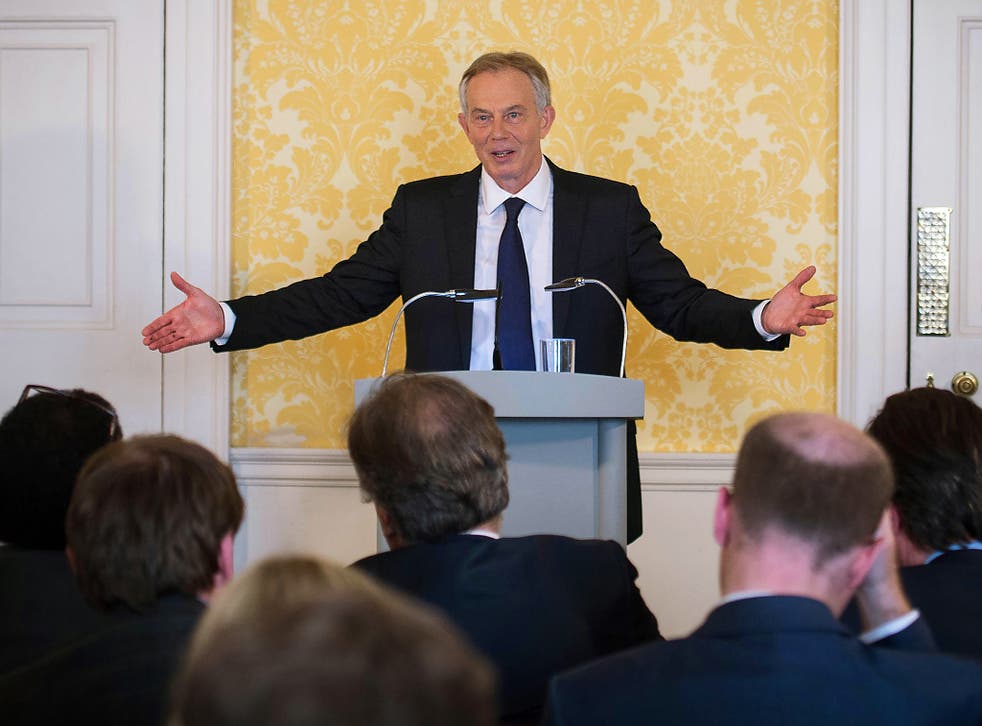 Tony Blair holding his own press conference on the day the Chilcot report was published.  He is widely believed to be among those facing possible legal action from the families of soldiers who died in Iraq.