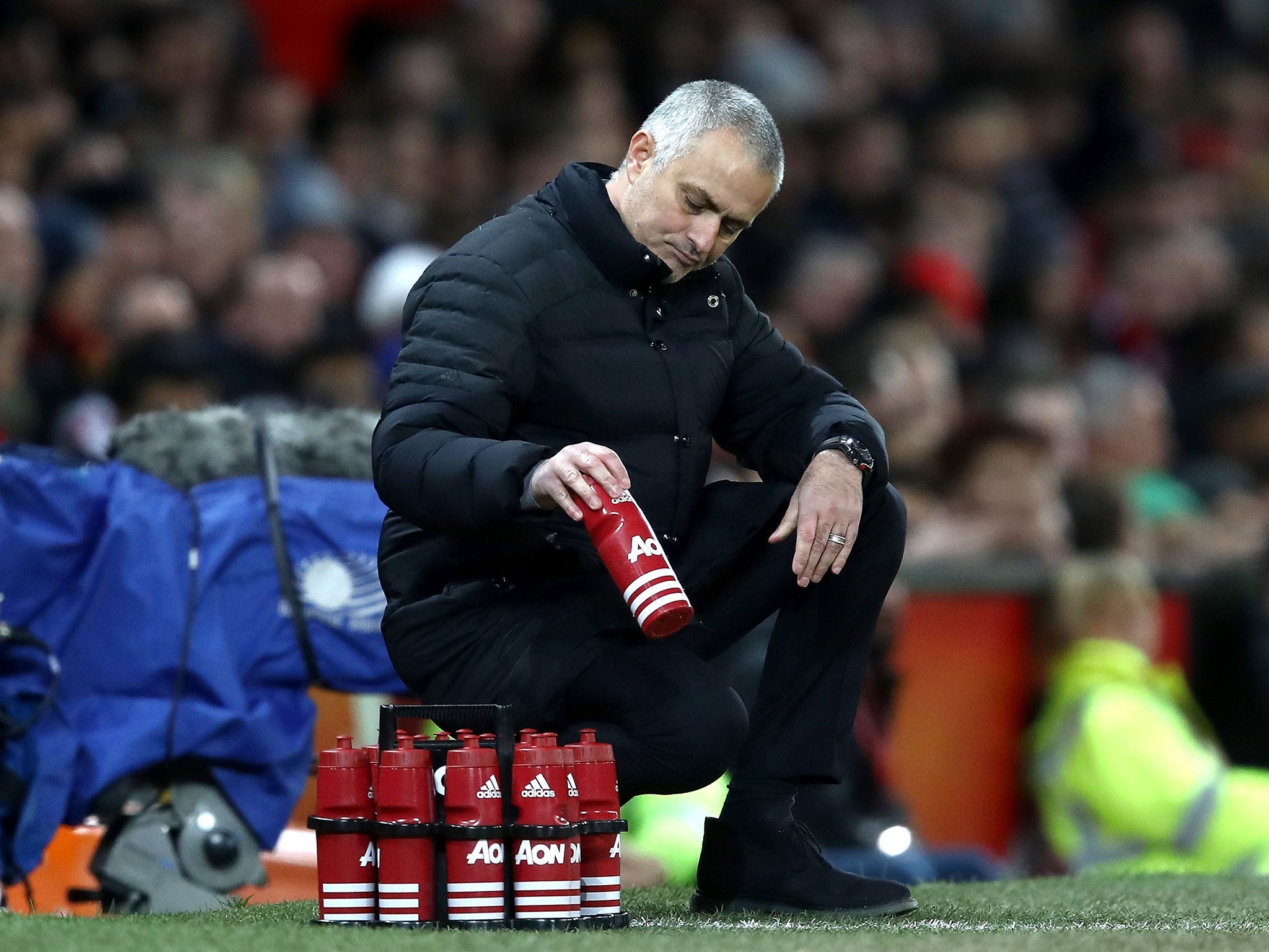 Mourinho cut a dejected and frustrated figure on the sideline