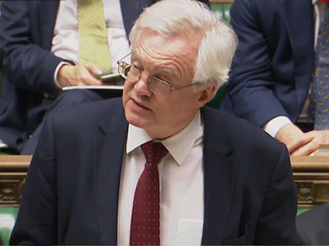 Brexit Secretary David Davis addressing the House of Commons