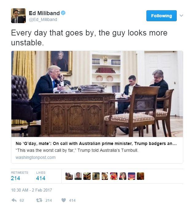 Mr Miliband hits out at the US President