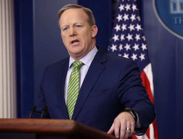 White House Press Secretary Sean Spicer answers questions in the White House briefing room 2 February 2017