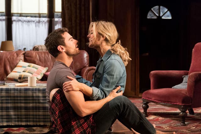 Emila Fox and Theo James in 'Sex with Strangers' at Hampstead Theatre