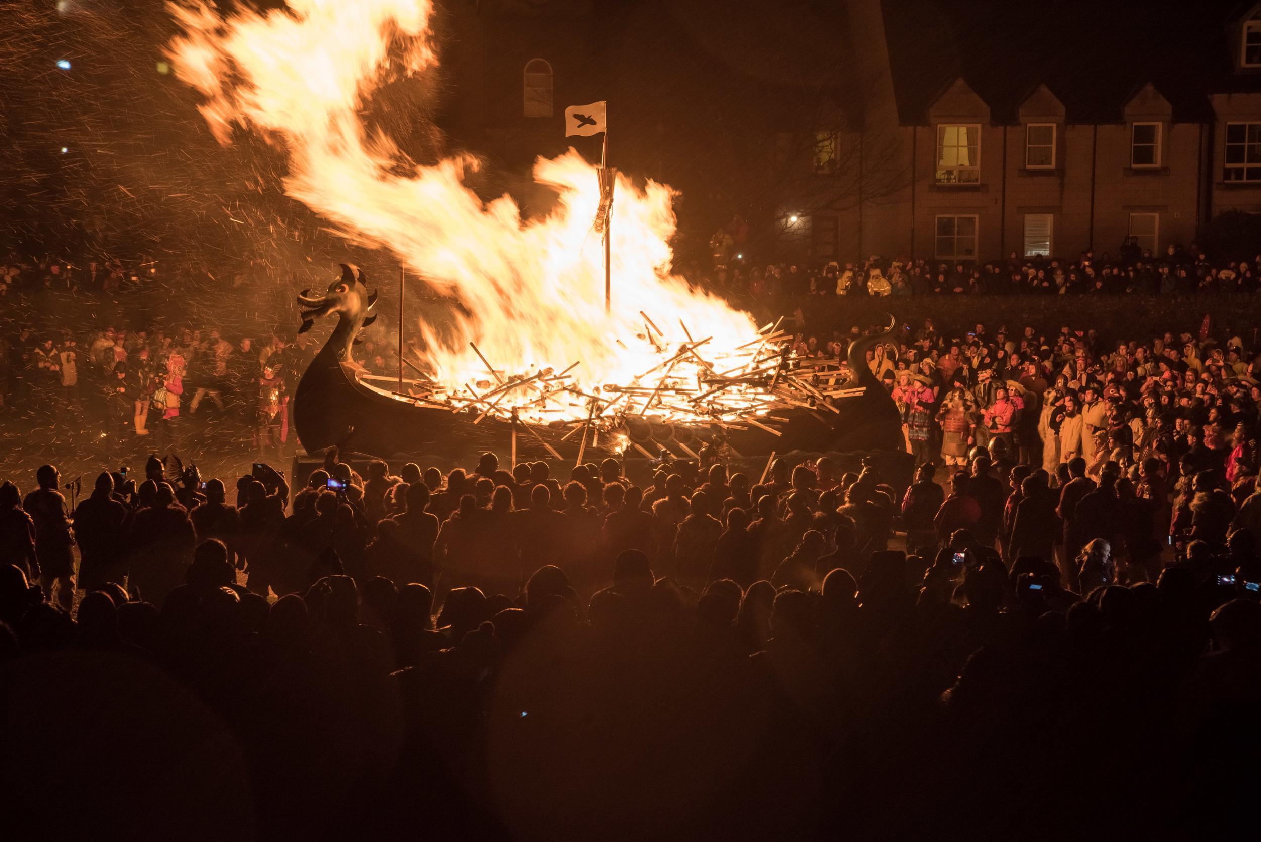 The grand finale sees paraders set fire to a galleon