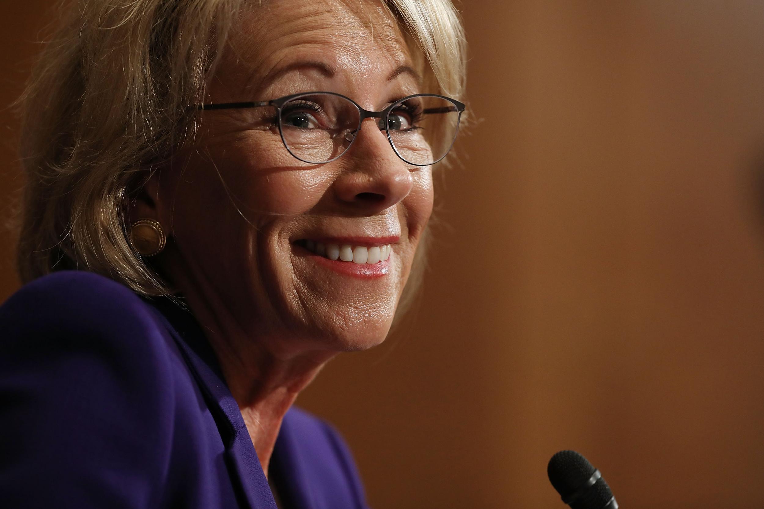 Ms DeVos is pro-school choice, which could divert federal funds from free schools