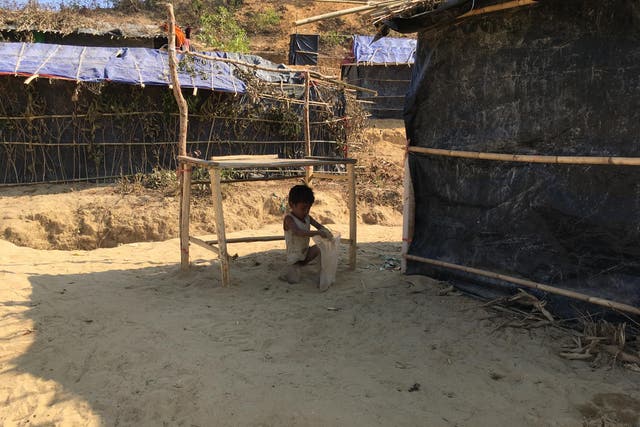 A Rohingya child in Bangladesh who fled from persecution by security services in Rhakine State