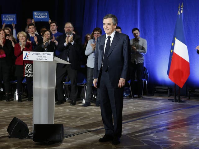 French Prime Minister and Les Republicains political party candidate for the 2017 presidential election Francois Fillon, attends a rally in Charleville-Mezieres, France, 2 February, 2017