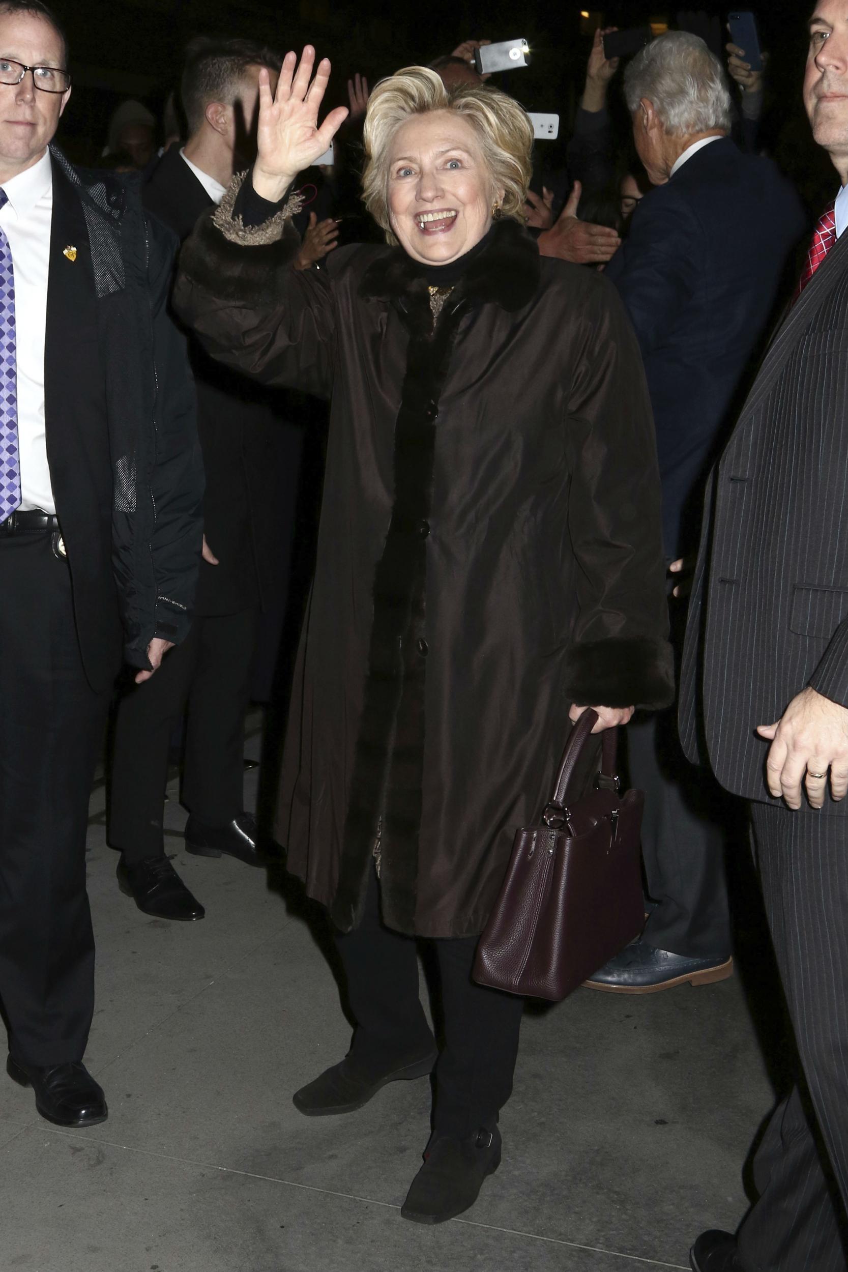 Hillary Clinton greeted by fans as she attends a Broadway opening this week
