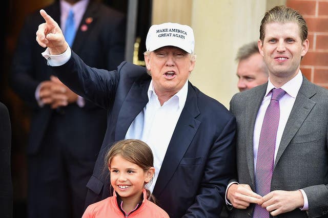 President Donald Trump, with son Eric Trump, who has now taken charge of the Turmp business empire.