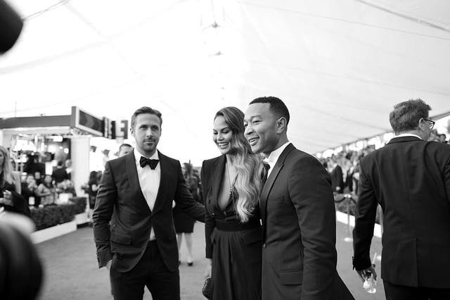 John Legend with Chrissy Teigan and Ryan Gosling at the 23rd annual Screen Actors Guild Awards, January 2017