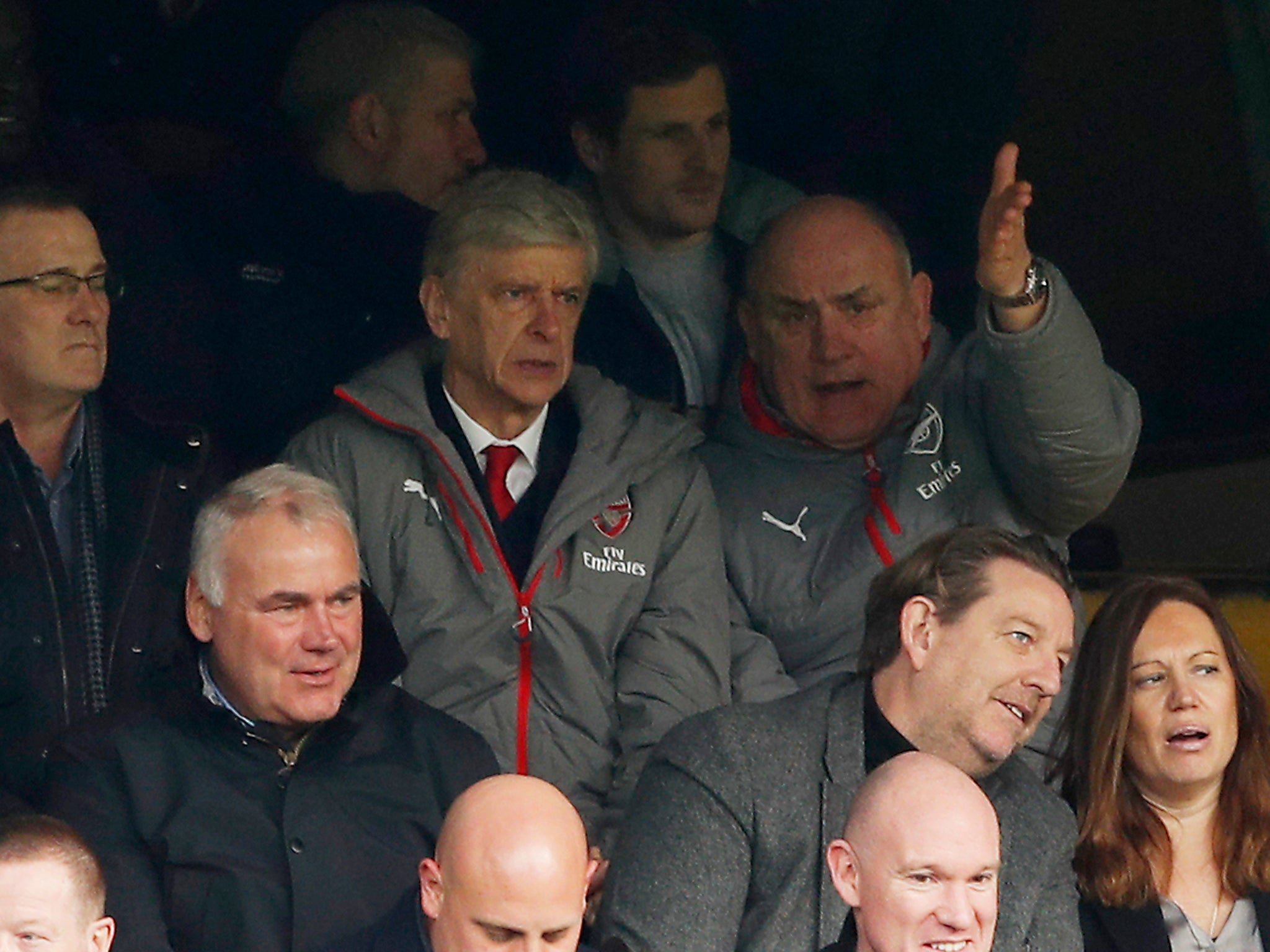 Arsenal manager Arsene Wenger in the stands