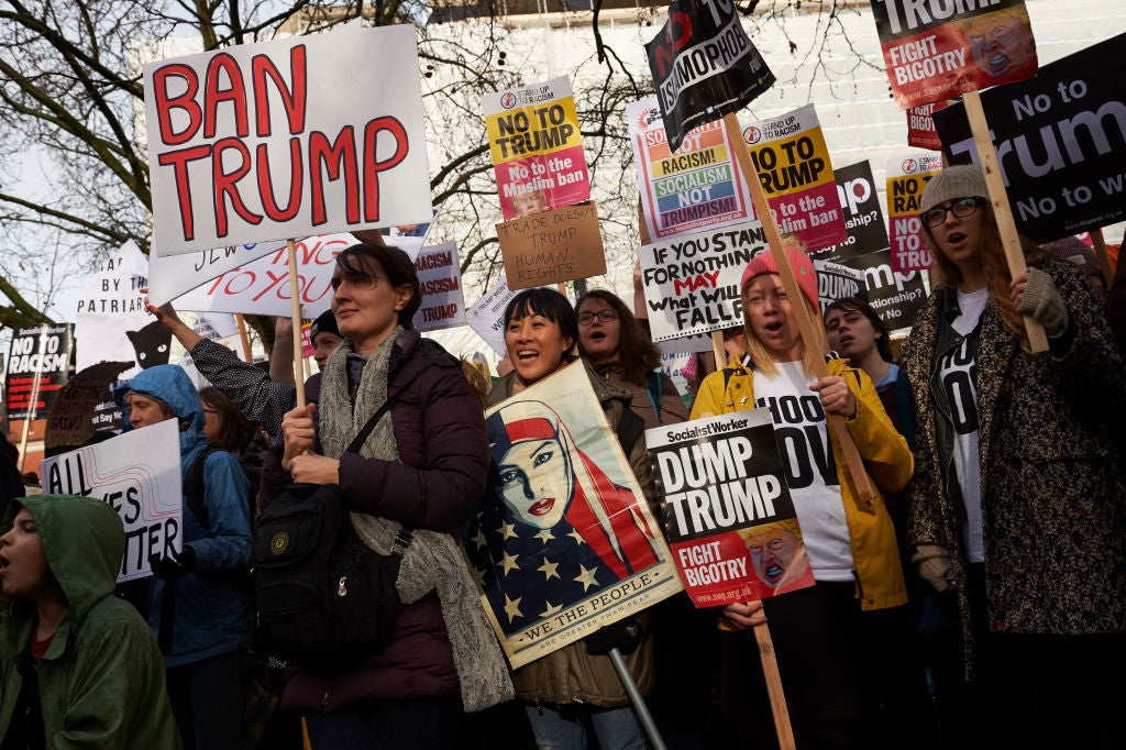 Socialist Worker 'Dump Trump' signs at Saturday's protest.